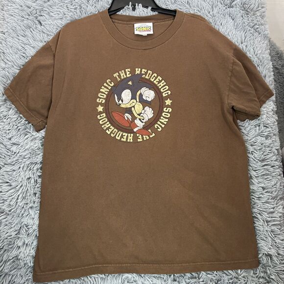Sonic The Hedgehog Adult Shirt Large Brown Blue Sega Vintage Pullover Tee Mens - Picture 1 of 16